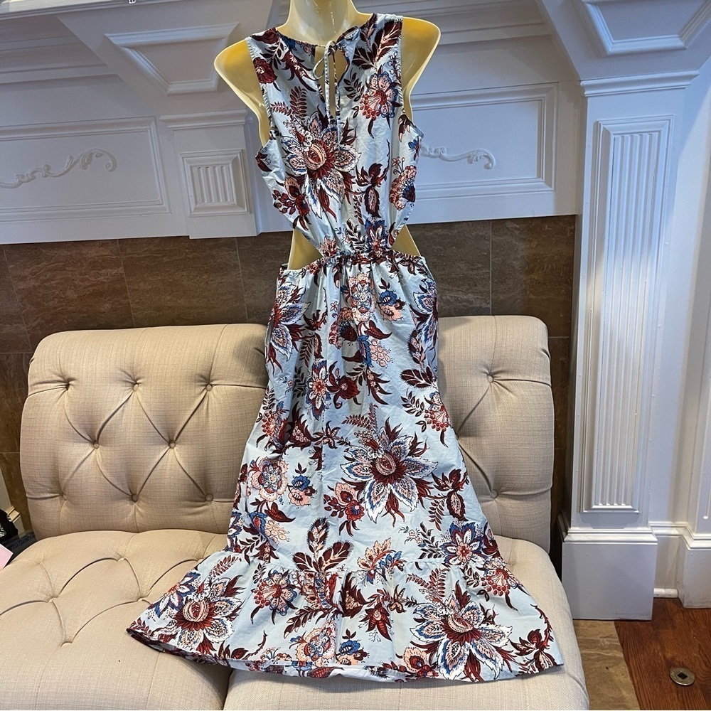 RHODE X Target Womens Large Leafy Print Cutout Midi Dress Medium - Picture 3 of 16